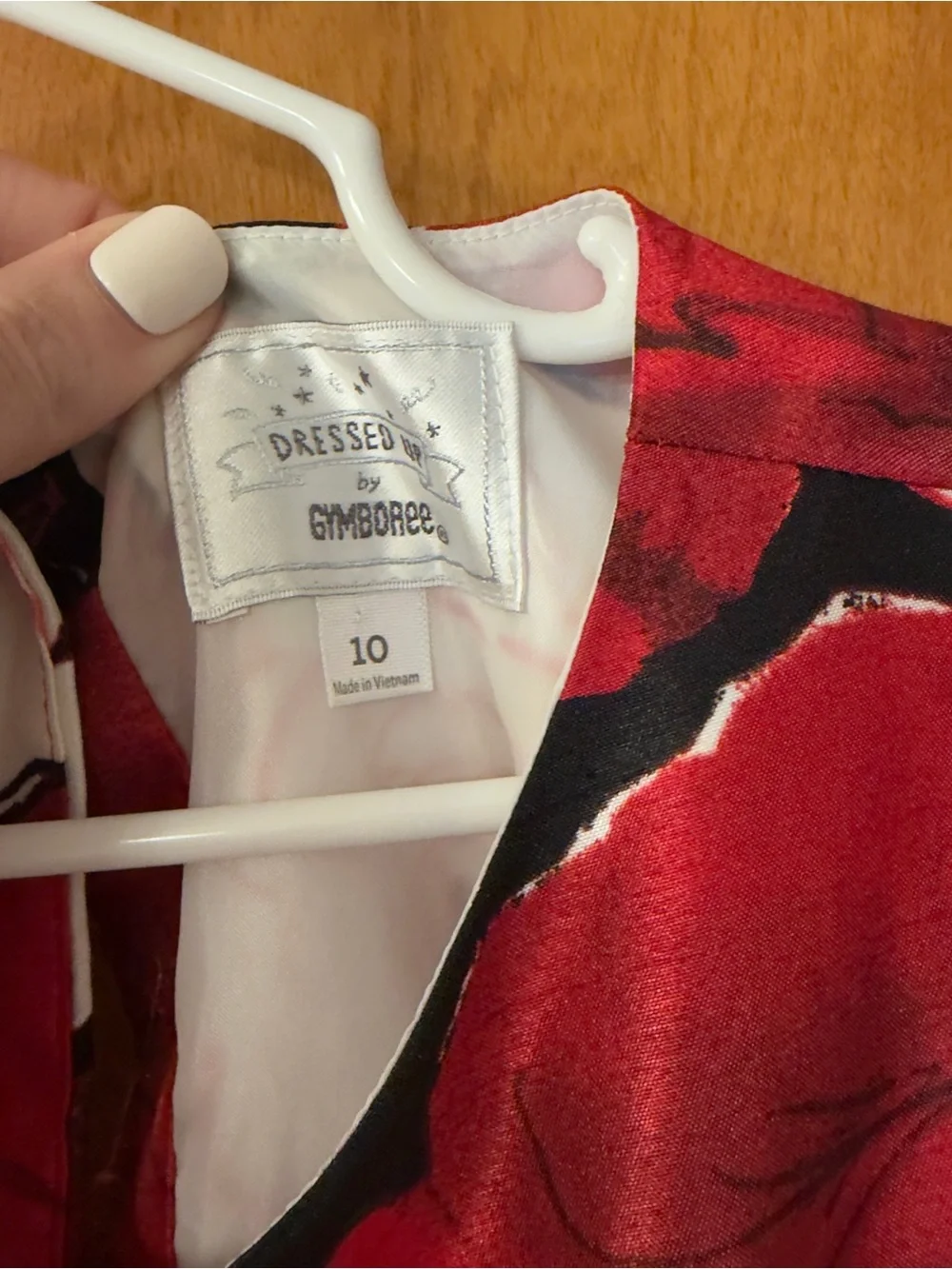 Gymboree Red and White Floral Bow Waist Party Dress